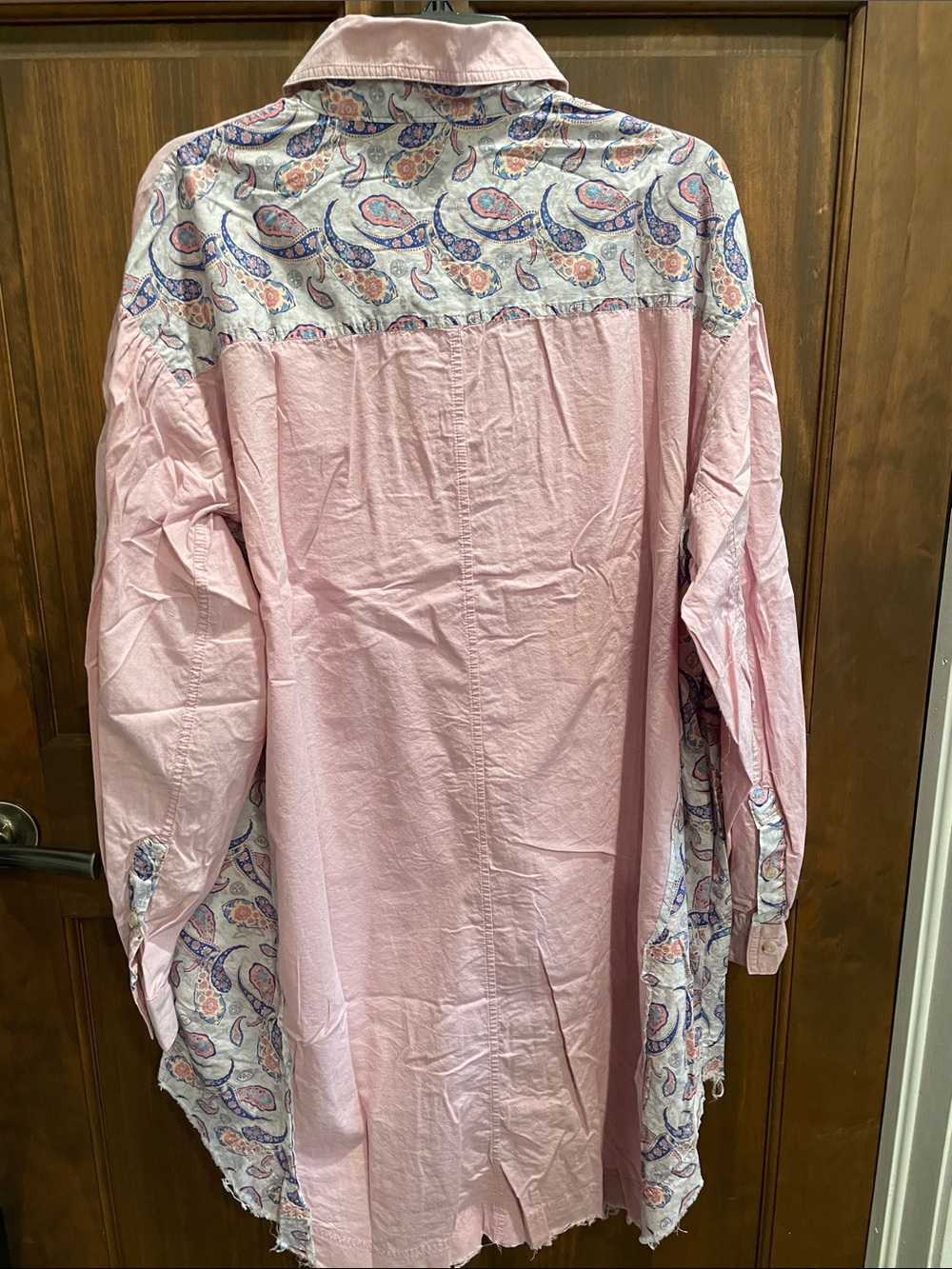 Blue Velvet Light Pink Paisley-Trim Long Sleeve Shirt Dress - Picture 4 of 5